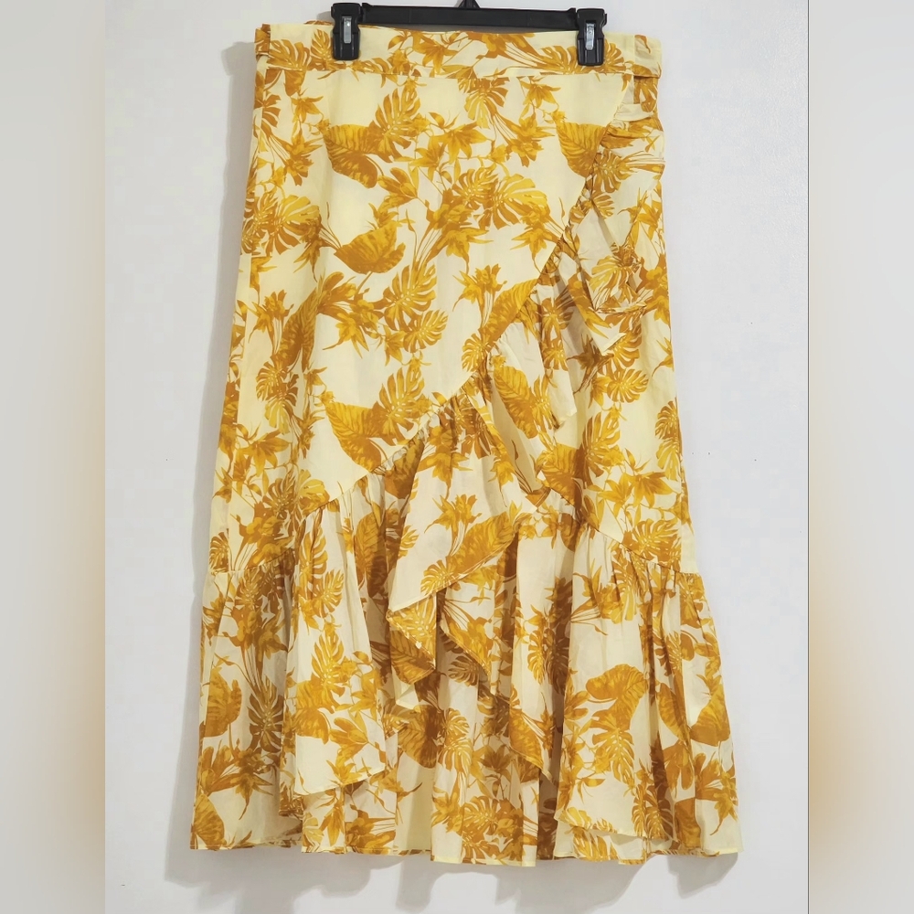 Banana Republic Wrap Maxi Skirt 100% Cotton Size L Bohemian Resort Vacation Chic